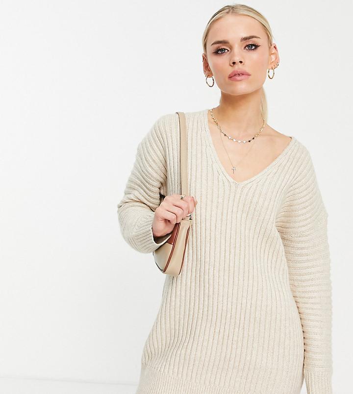 4th & Reckless Petite Oversized Sweater Dress In Camel-neutral