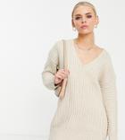 4th & Reckless Petite Oversized Sweater Dress In Camel-neutral
