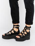 Asos Oh My! 90's Lace Up Flatforms - Black