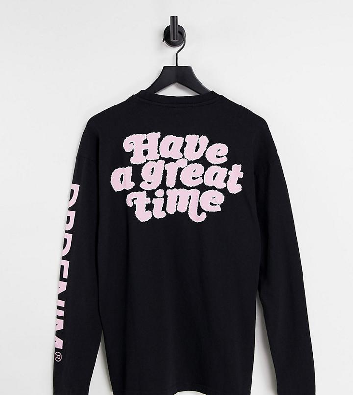 Dr Denim Long Sleeve Graphic Top In Black