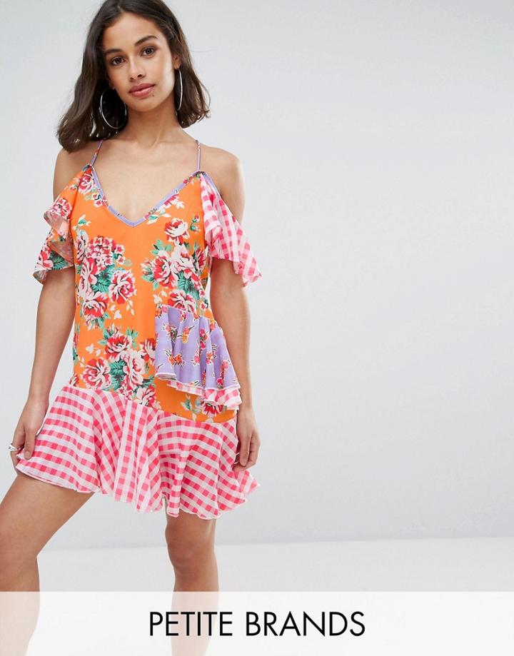 Jaded London Petite Mix Print Layered Mini Dress - Multi