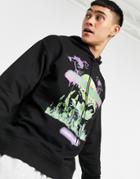 Night Addict Oversized Logo Hoodie With Blue Lightning Snake Print In Black