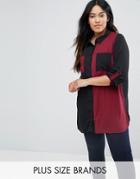 Lovedrobe Plus Shirt In Color Block - Red