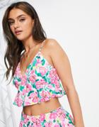 Miss Selfridge Frill Detail Cami Top In Floral Print - Part Of A Set-multi