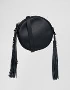 Allsaints Kepi Round Leather Bag With Tassel - Black