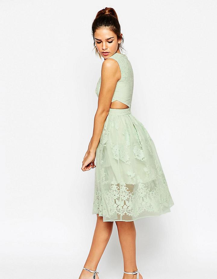Asos Petite Prom Dress With Floral Embroidery And Cutout Detail - Purple