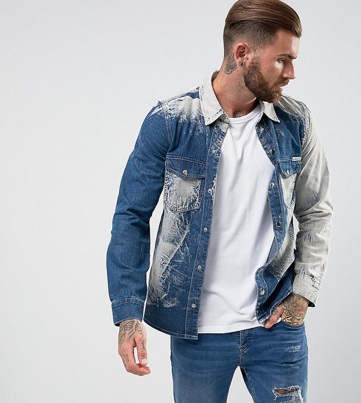 Liquor N Poker Tye Dye Denim Shirt - Blue