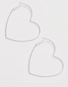Glamorous Silver Oversized Heart Hoops Earrings