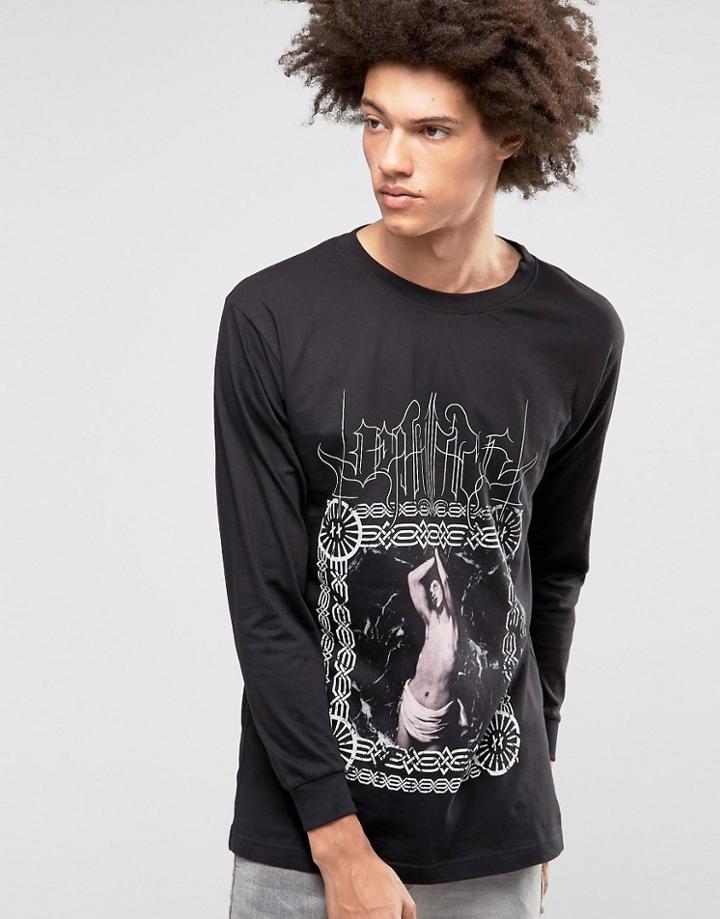 Long X Deathface Long Sleeve Band T-shirt - Black