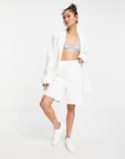 Urban Threads Longline Tailored Shorts Set In White