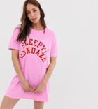 Asos Design Tall Sundaze Pyjama Sleep T-shirt-pink