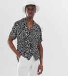 Asos Design Tall Regular Spot Shirt With Revere Collar-black