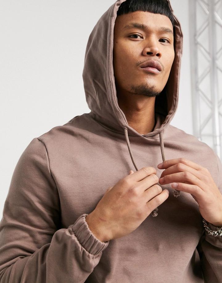 Asos Design Organic Oversized Hoodie In Brown