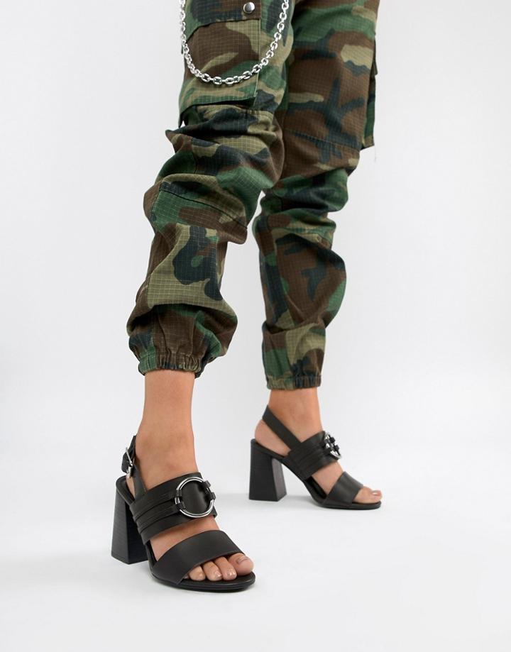 Asos Design Tandem Ring Heeled Sandals - Black
