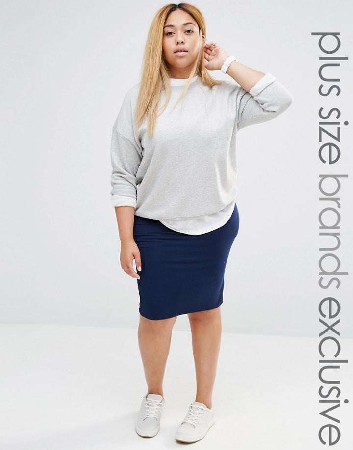 Club L Lounge Plus Seamless Midi Skirt - Navy