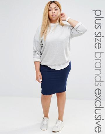 Club L Lounge Plus Seamless Midi Skirt - Navy