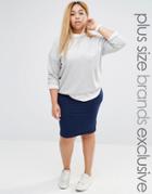 Club L Lounge Plus Seamless Midi Skirt - Navy