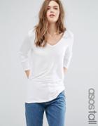 Asos Tall The New Forever T-shirt With Long Sleeves And Dip Back - Whi