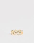 Asos Design Ring In Curb Chain Design In Gold Tone - Gold