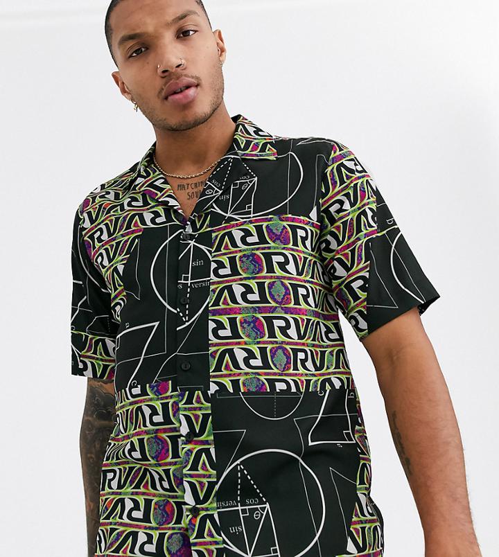 Reclaimed Vintage Patchwork Rave Print Shirt-black
