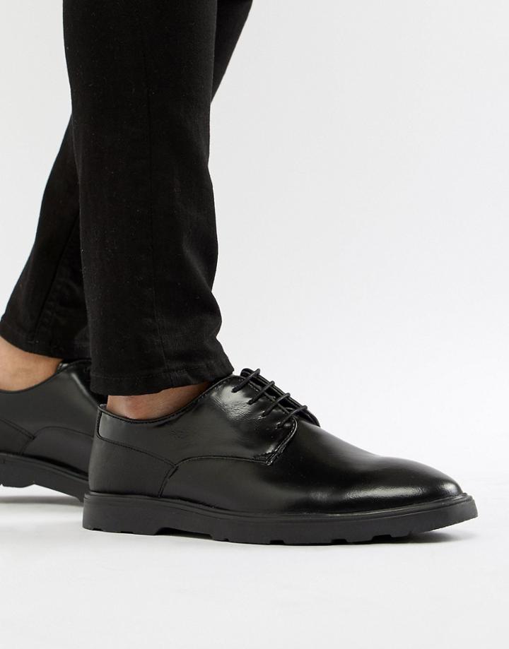 Silver Street High Shine Derby Shoes In Black - Black