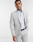 Viggo Recycled Polyester Slim Fit Suit Jacket In Light Gray With Pinstripe-grey