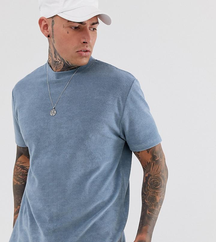 Asos Design Two-piece Relaxed T-shirt In Towelling In Blue - Blue