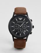 Emporio Armani Ar11078 Chronograph Leather Watch In Brown - Brown