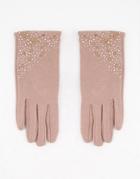 Boardmans Crystal Detail Gloves In Camel-neutral