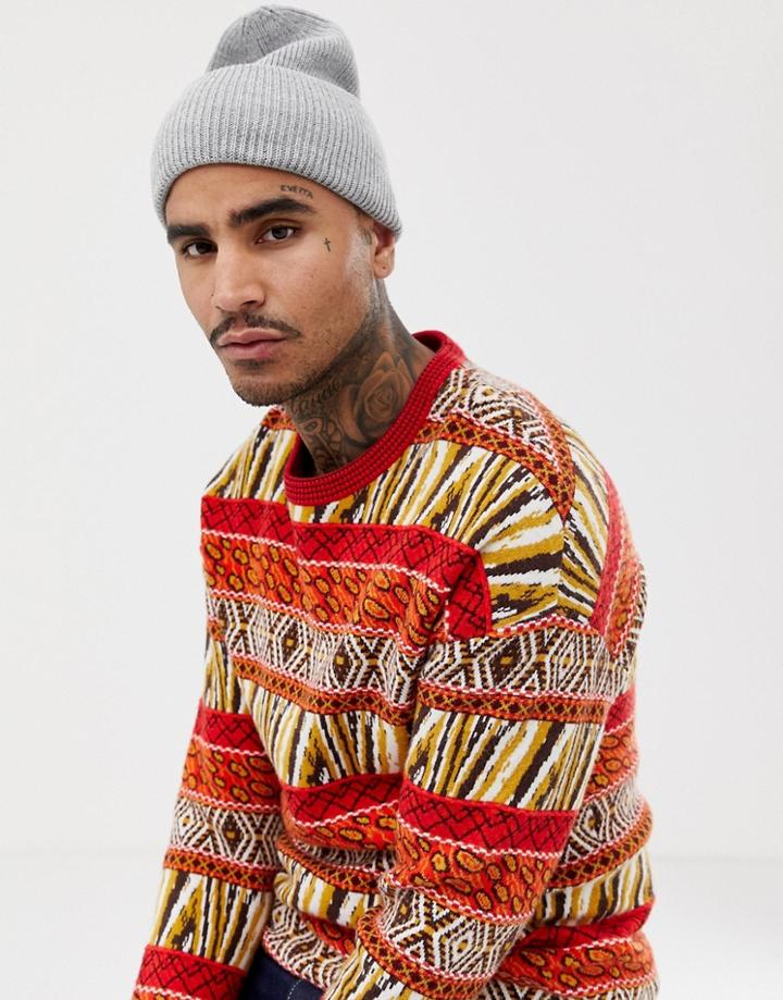 Asos Design Oversized Beanie In Gray Marl - Gray