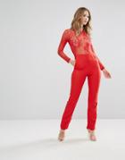 Glamorous Lace Jumpsuit-red
