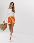 Parisian Shorts With Flip Hem In Mix And Match Floral Print-multi