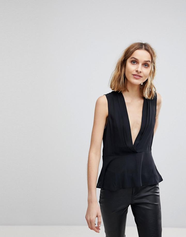 Asos Drape Plunge Top - Black