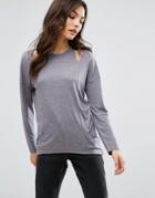 New Look Cut Out Shoulder Long Sleeve Top - Gray