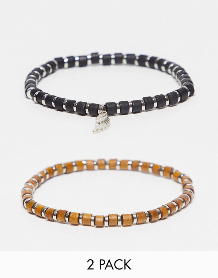 Topman Two Pack Beaded Bracelet-gold