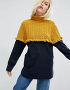 Stylenanda Oversized Sweater With Color Block And Frill Detail - Multi