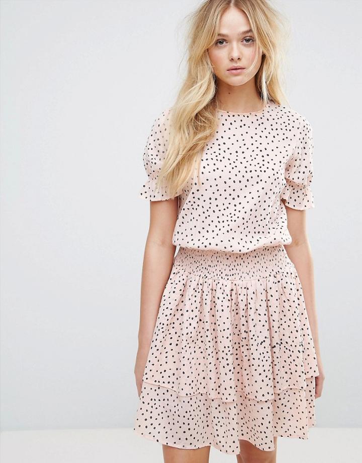 Y.a.s Polka Dot Ruffle Dress - Pink