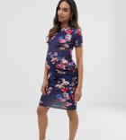 Blume Maternity Jersey Bodycon Dress In Navy Floral - Navy