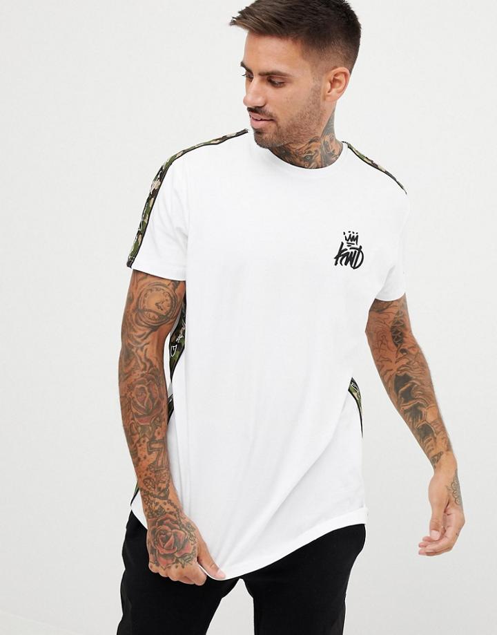Kings Will Dream Muscle T-shirt With Camo Side Stripe - White