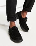 Asos Design Shoes In Black Suede With Apron Seam Detail
