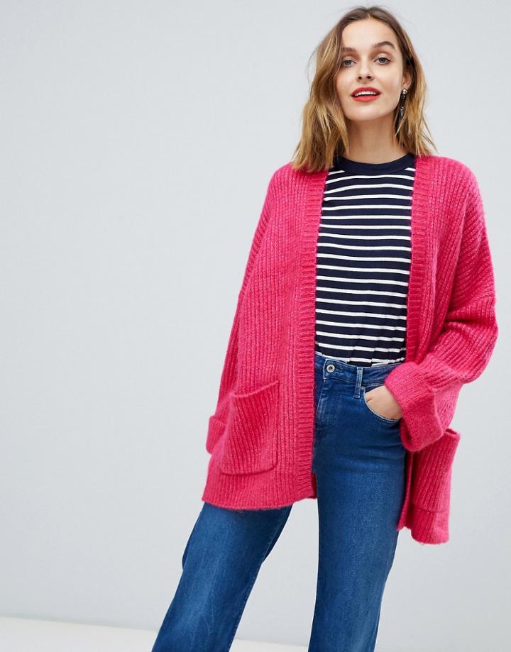 Esprit Chunky Oversized Pocket Cardigan - Pink