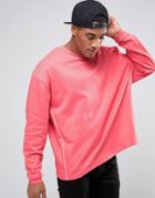 Asos Sweatshirt With Contrast Piping - Pink