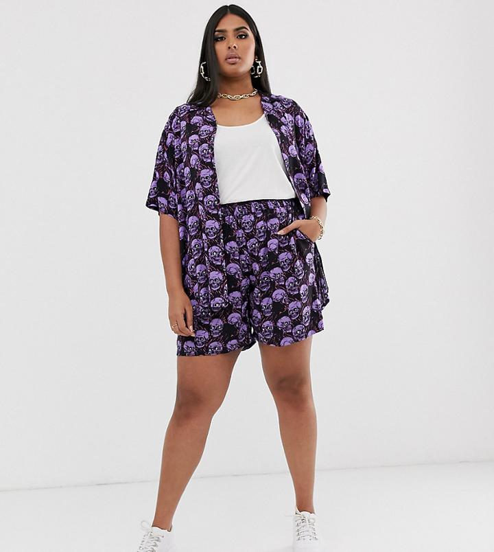 Collusion Plus Skull Print Boxing Shorts - Multi