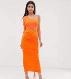 Fashionkilla Tall One Shoulder Crop Top In Fluro Orange-black