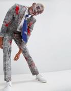 Opposuits Halloween Slim Blood Stain Suit + Tie - Gray