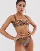 Jaded London Underwired Bikini Top In Mixed Animal-multi