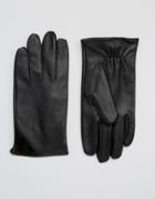 Barneys Classic Black Leather Gloves - Black