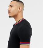 Asos Design Tall Muscle Fit T-shirt With Rainbow Tipping In Black