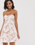 Asos Design Premium Floral Cage Mini Prom Dress-multi