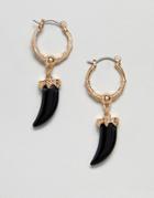 Sacred Hawk Tusk Drop Hoop Earrings - Gold